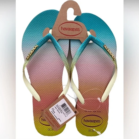 NWT Havaianas Slim Flip Flops Size 9/10 - Picture 1 of 3